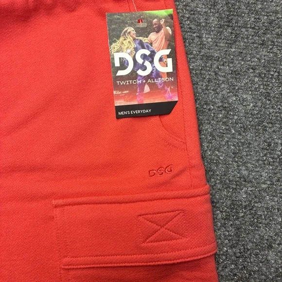 DSG Cargo Terry Shorts Bungee Cinch Relaxed Fit Radical Red Mens Medium - Picture 3 of 10